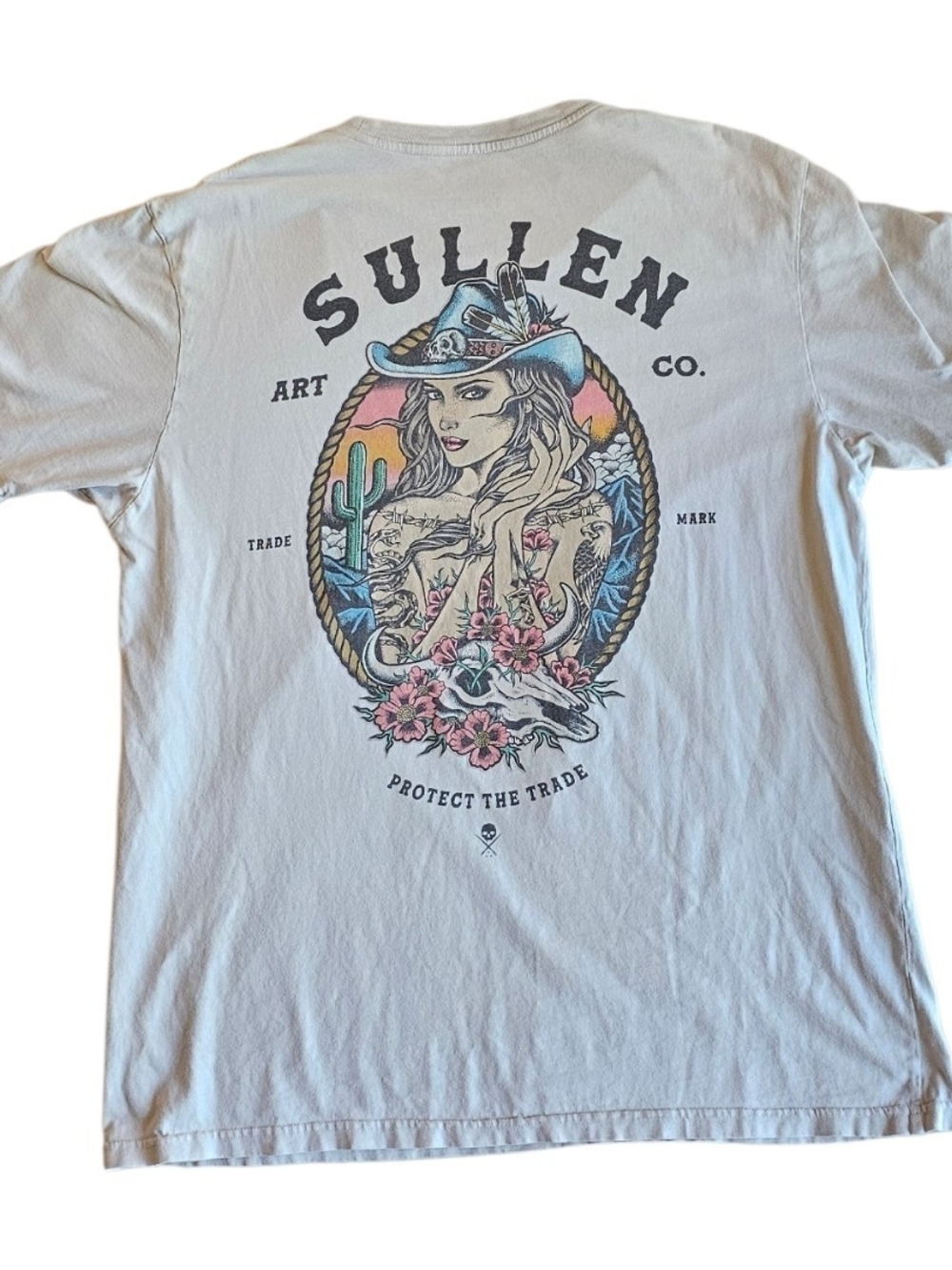 Sullen Art Co Graphic Tee XL Skull Cowgirl Tattoo Western Goth Shirt